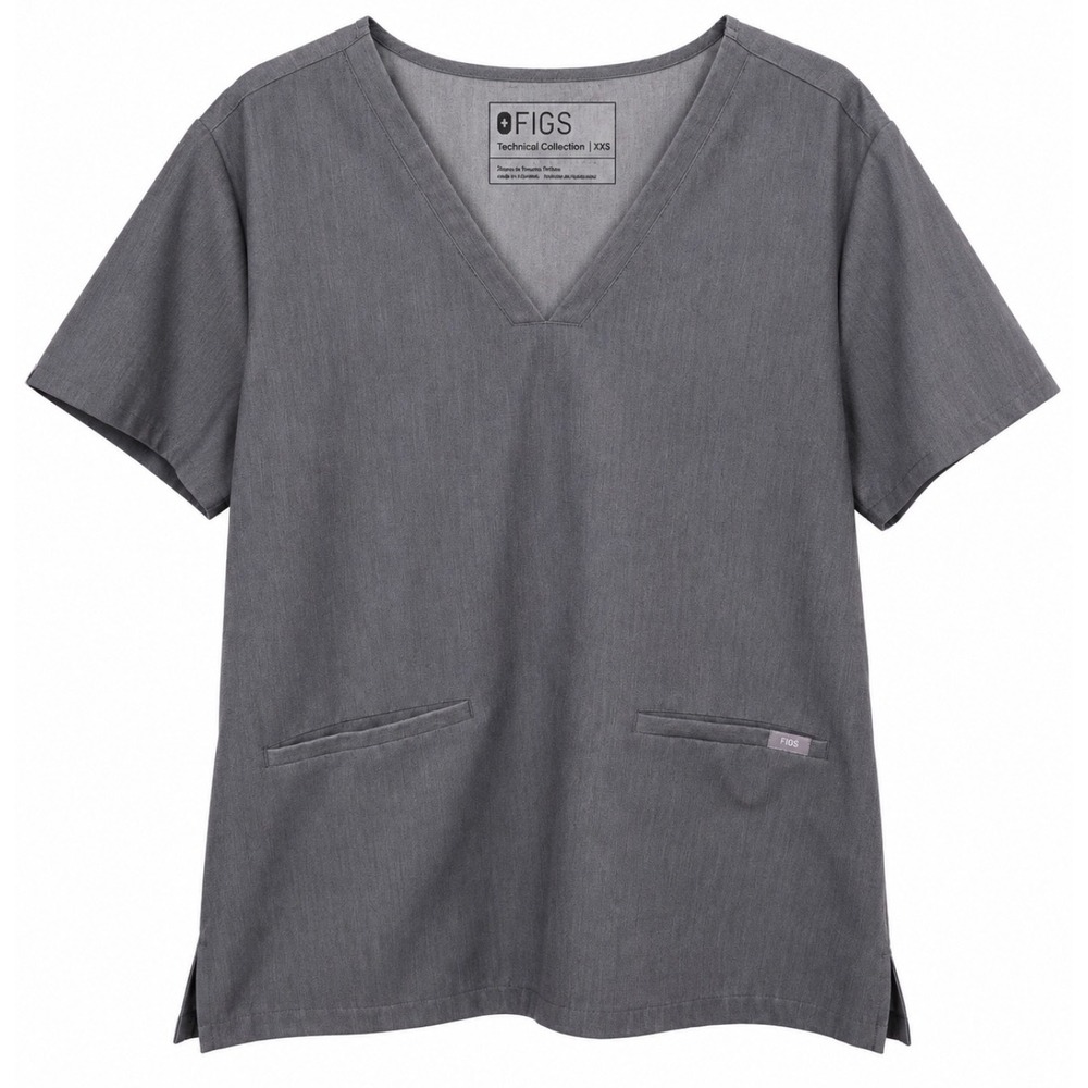 FIGS Casma Scrub Top Women XXL Graphite Grey Excellent V-Neck Technical FW1100